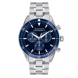 Movado Heritage Calendoplan Chronograph Blue Dial Silver Steel Strap Watch For Men - 3650124 Buy Now By Movado