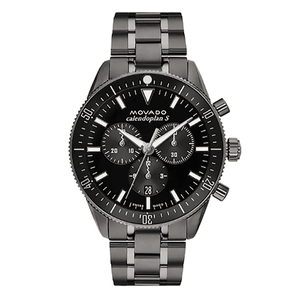 Movado Heritage Calendoplan Chronograph Black Dial Black Steel Strap Watch For Men - 3650125 Buy Now By Movado