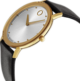Movado TC Silver Dial Black Leather Strap Watch For Men - 606695 Buy Now By Movado
