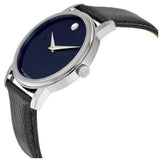 Movado Museum Blue Dial Black Leather Strap Watch For Women - 2100010 Buy Now By Movado