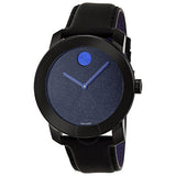 Movado Bold Metallic Blue Dial Black Leather Strap Watch for Men - 3600137 Buy Now By Movado
