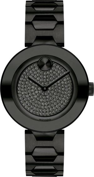 Movado Bold Crystals Black Dial Black Steel Strap Watch for Women - 3600576 Buy Now By Movado
