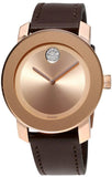 Movado Bold Rose Gold Dial Brown Leather Strap Watch for Men - 3600395 Buy Now By Movado