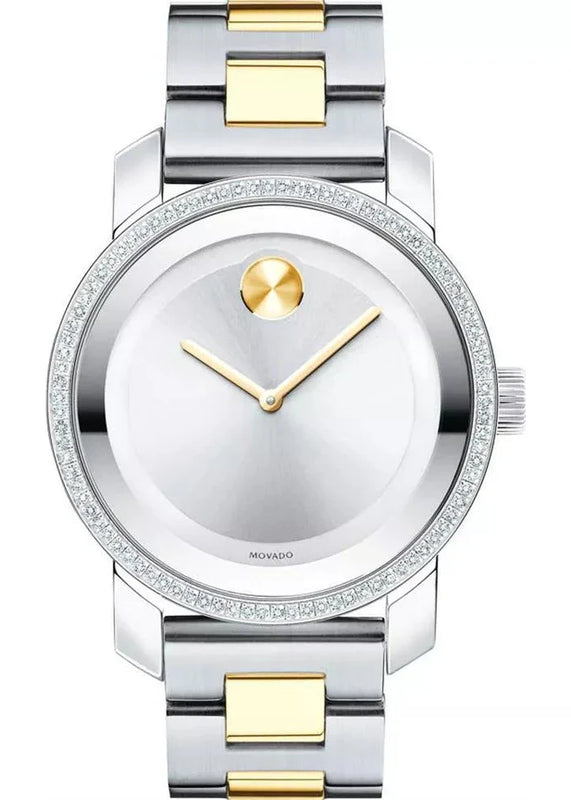 Movado Bold Diamonds Silver Dial Two Tone Steel Strap Watch for Women - 3600451 Buy Now By Movado