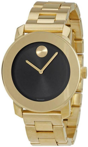 Movado Bold Black Dial Gold Steel Strap Unisex Watch - 3600397 Buy Now By Movado