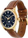 Movado Heritage Celestograf Navy Blue Dial Brown Leather Strap Watch For Women - 3650010 Buy Now By Movado