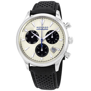Movado Heritage Calendoplan Chronograph Silver Dial Black Leather Strap Watch for Men - 3650024 Buy Now By Movado