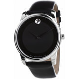 Movado Museum Black Dial Black Leather Strap Watch For Men - 606502 Buy Now By Movado
