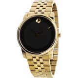 Movado Museum Black Dial Gold Steel Strap Watch For Men - 606997 Buy Now By Movado