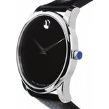 Movado Museum Black Dial Black Leather Strap Watch For Men - 607012 Buy Now By Movado