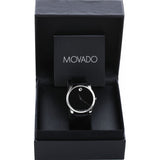 Movado Museum Black Dial Black Leather Strap Watch For Men - 607012 Buy Now By Movado