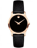 Movado Museum Classic Black Dial Black Leather Strap Watch For Women - 607061 Buy Now By Movado