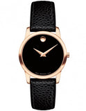Movado Museum Classic Black Dial Black Leather Strap Watch For Women - 607061 Buy Now By Movado