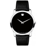 Movado Museum Black Dial Black Leather Strap Watch For Men - 607012 Buy Now By Movado