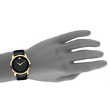Movado Museum Black Dial Black Leather Strap Watch For Men - 0607014 Buy Now By Movado