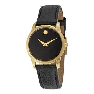Movado Museum Classic Black Dial Black Leather Strap Watch For Women - 0607016 Buy Now By Movado
