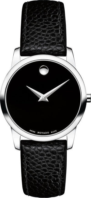 Movado Museum Classic Black Dial Black Leather Strap Watch For Women - 0607015 Buy Now By Movado