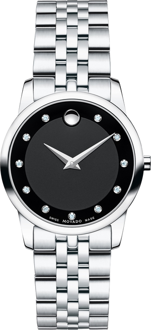 Movado Museum Classic Black Dial Silver Steel Strap Watch For Women - 0606858 Buy Now By Movado