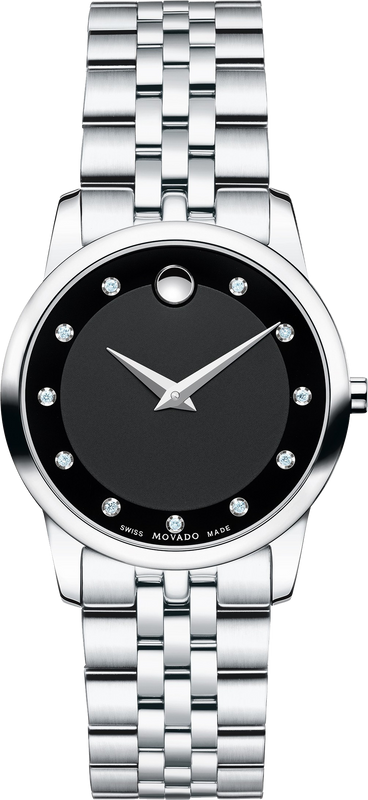 Movado Museum Classic Black Dial Silver Steel Strap Watch For Women - 0606858 Buy Now By Movado
