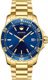 Movado Series 800 Blue Dial Gold Steel Strap Watch For Men - 2600144 Buy Now By Movado