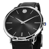 Movado Ultra Slim Black Dial Black Leather Strap Watch For Men - 0607086 Buy Now By Movado