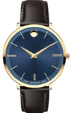 Movado Ultra Slim Blue Dial Brown Leather Strap Watch For Women - 0607092 Buy Now By Movado