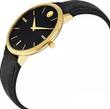 Movado Ultra Slim Black Dial Black Leather Strap Watch For Women - 0607091 Buy Now By Movado
