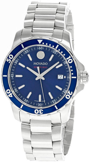 Movado Series 800 Blue Dial Silver Steel Strap Watch For Men - 2600137 Buy Now By Movado