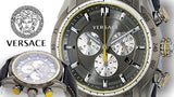 Versace V Ray Chronograph Grey Dial Black Leather Strap Watch for Men - VDB020014 Buy Now By Versace