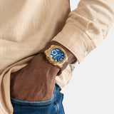 Guess Headline Chronograph Blue Dial Brown Silicone Strap Watch For Men - GW0571G5 Buy Now By Guess