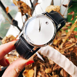 Movado Museum Silver Dial Black Leather Strap Watch For Women - 2100003 Buy Now By Movado