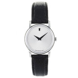 Movado Museum Silver Dial Black Leather Strap Watch For Women - 2100003 Buy Now By Movado