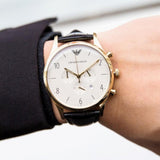 Emporio Armani Beta Chronograph White Dial Brown Leather Strap Watch For Men - AR1916 Buy Now By Emporio Armani