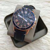 Fossil Grant Sport Chronograph Blue Dial Blue Leather Strap Watch for Men - FS5237 Buy Now By Fossil