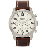 Fossil Pilot Chronograph White Dial Brown Leather Strap Watch for Men - FS5146 Buy Now By Fossil