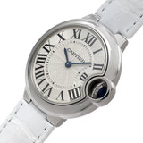 Cartier Ballon Bleu De Cartier Silver Dial White Leather Strap Watch for Women - W6920086 Buy Now By Cartier