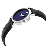 Movado Museum Blue Dial Black Leather Strap Watch For Women - 2100010 Buy Now By Movado