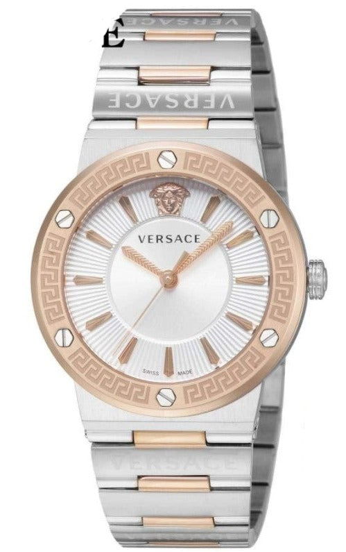 Versace Greca Quartz White Dial Two Tone Steel Strap Watch For Women - VEVH01020 Buy Now By Versace