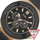 Guess Force Analog Black Dial Black Leather Strap Watch For Men - W0674G6 Buy Now By Guess