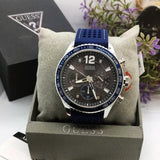 Guess Fleet Chronograph Black Dial Blue Rubber Strap Watch for Men - W0971G2 Buy Now By Guess