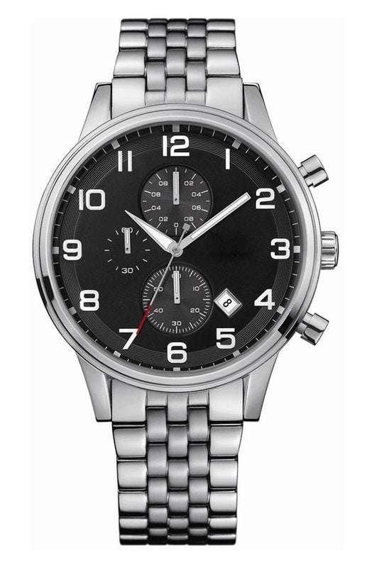 Hugo Boss Aeroliner Chronograph Quartz Black Dial Silver Steel Strap Watch For Men - HB1512446 Buy Now By Hugo Boss