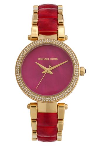 Michael Kors Parker Pink Mother of Pearl Dial Two Tone Steel Strap Watch for Women - MK6490 Buy Now By Michael Kors