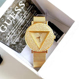 Guess Iconic Diamonds Gold Dial Gold Mesh Bracelet Watch For Women - GW0477L2 Buy Now By Guess