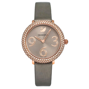 Swarovski Crystal Frost Grey Dial Grey Leather Strap Watch for Women - 5484067 Buy Now By Swarovski