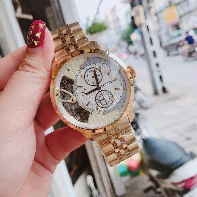 Fossil Townsman Chronograph Skeleton Gold Dial Gold Steel Strap Watch for Men - ME1137 Buy Now By Fossil