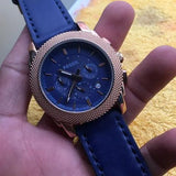 Fossil Machine Chronograph Blue Dial Blue Leather Strap Watch for Men - FS5262 Buy Now By Fossil
