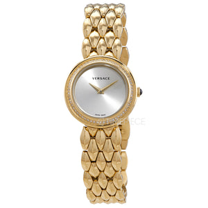 Versace V Flare Diamonds Silver Dial Gold Steel Strap Watch for Women - VEBN00918 Buy Now By Versace