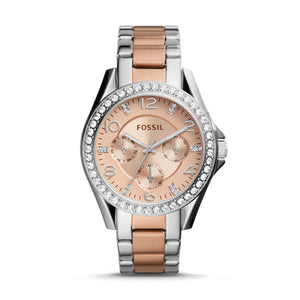 Fossil Riley Multifunction Rose Gold Dial Two Tone Steel Strap Watch for Women - ES4145 Buy Now By Fossil