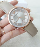 Emporio Armani Classic Quartz Silver Dial Beige Leather Strap Watch For Men - AR2464 Buy Now By Emporio Armani