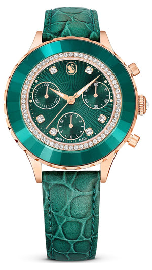 Swarovski Octea Chrono Green Dial Green Leather Strap Watch for Women - 5672931 Buy Now By Swarovski